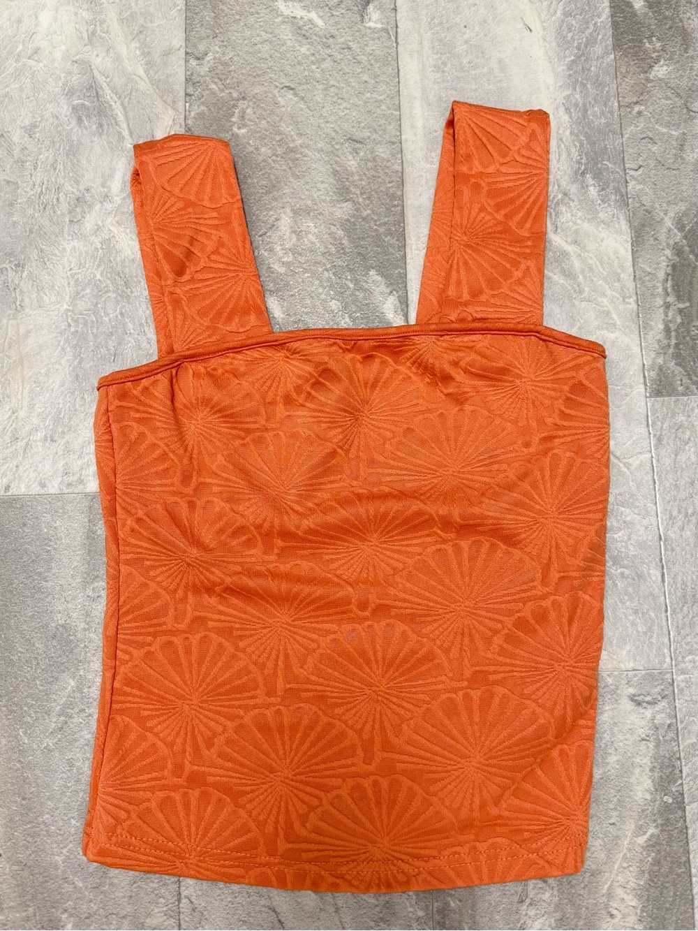 Dazy Orange Textured Square-Neck Tank  size M